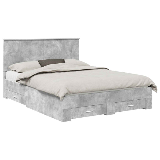 Bed Frame Concrete Grey 150 x 200 cm Engineered Wood Bed Frame Concrete Grey 150 x 200 cm Engineered Wood