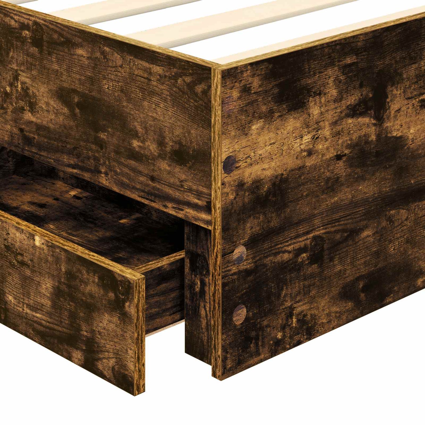 Bed Frame with Drawer Smoked Oak 75 x 190 cm Engineer Wood