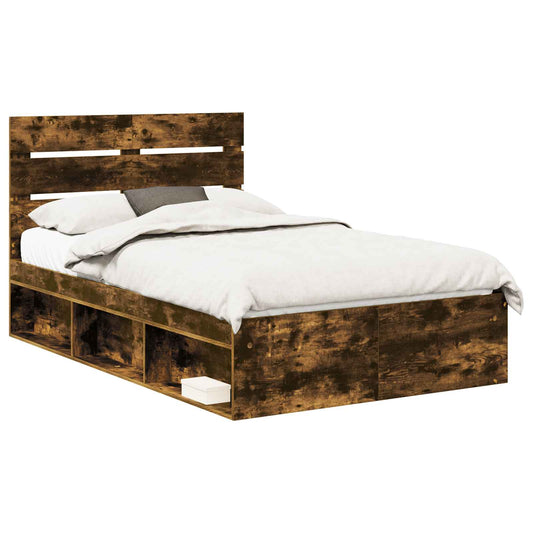 Bed Frame Smoked Oak 120 x 190 cm Solid Pine Wood Bed Frame Smoked Oak 120 x 190 cm Solid Pine Wood