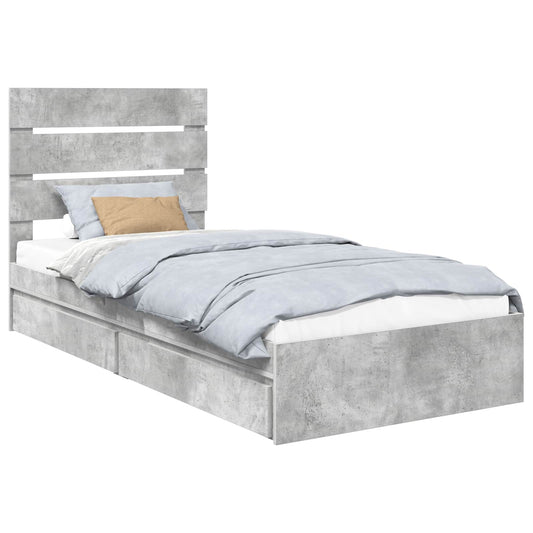 Storage Bed Concrete Grey 90 x 200 cm Engineered Wood Storage Bed Concrete Grey 90 x 200 cm Engineered Wood