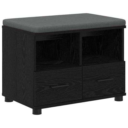 Hall Bench Black Oak 60 x 38 x 46 cm Engineered Wood and Fabric Hall Bench Black Oak 60 x 38 x 46 cm Engineered Wood and Fabric