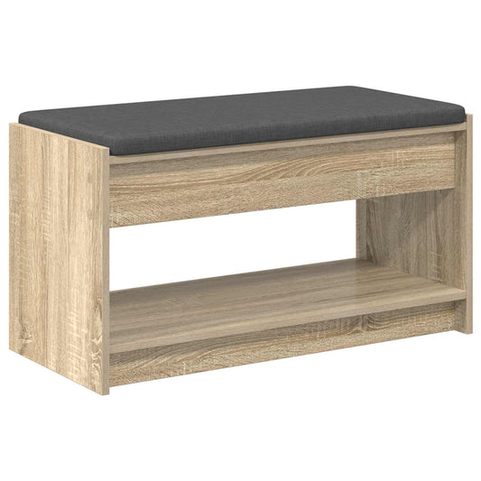Hall Bench with Cushion with Shelf Sonoma Oak 83 x 38 x 45 cm Hall Bench with Cushion with Shelf Sonoma Oak 83 x 38 x 45 cm
