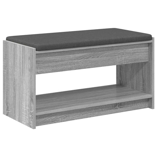 Hall Bench with Cushion with Shelf Grey Sonoma 83 x 38 x 45 cm Hall Bench with Cushion with Shelf Grey Sonoma 83 x 38 x 45 cm