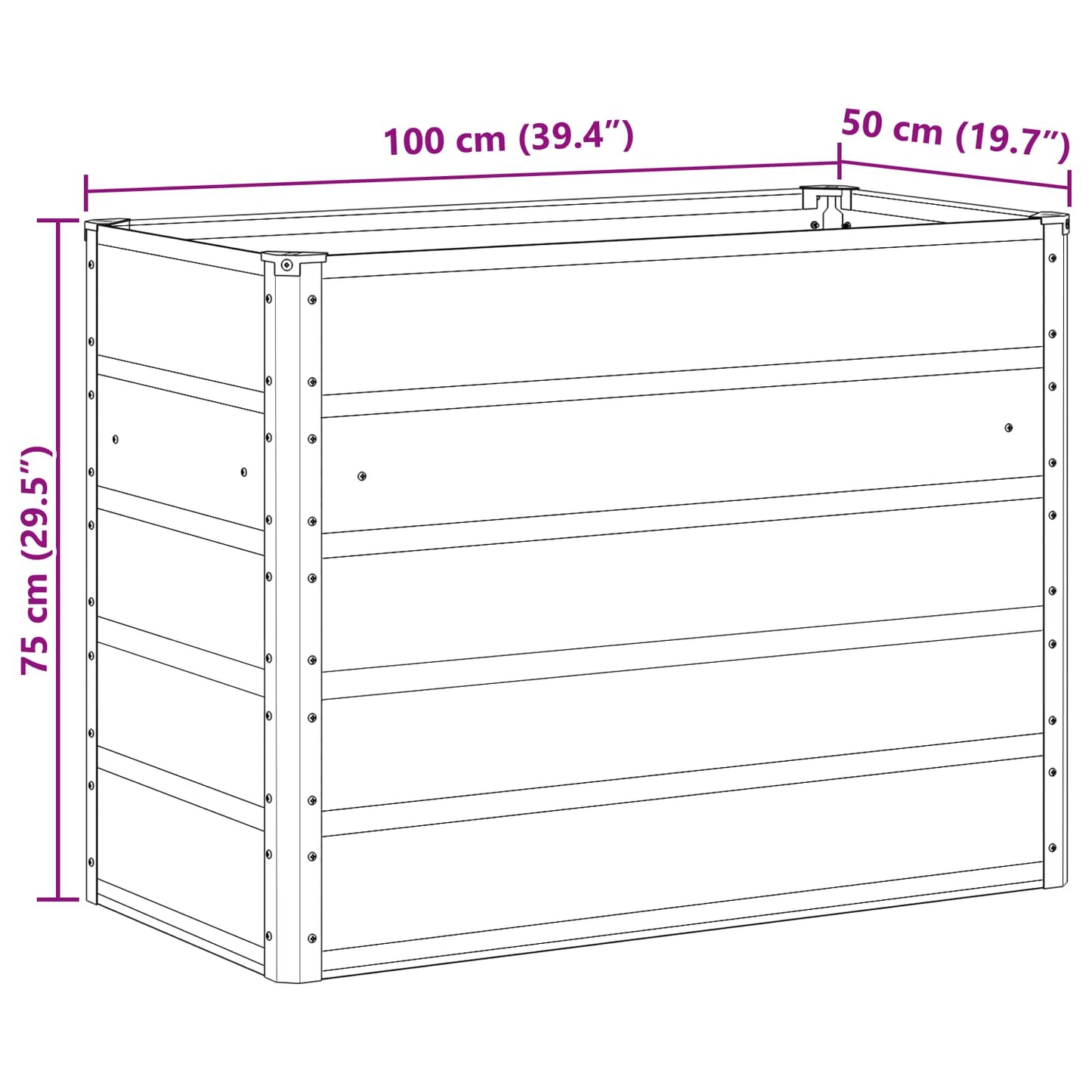 Planter Anthracite 100 x 50 x 77 cm Galvanised Steel