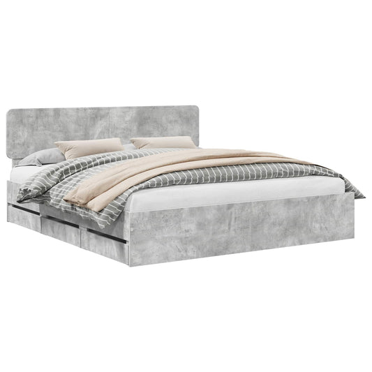 Bed Frame Concrete Grey 200 x 200 cm Engineered Wood Bed Frame Concrete Grey 200 x 200 cm Engineered Wood