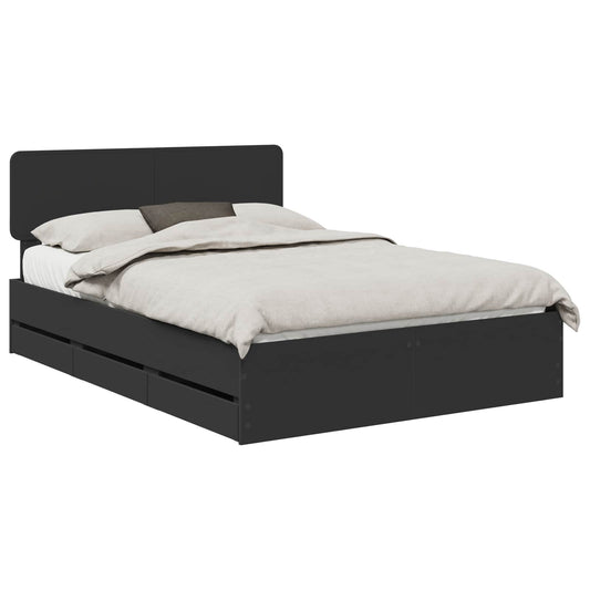 Bed Frame with Headboard Black 160 x 200 cm Engineered Wood Bed Frame with Headboard Black 160 x 200 cm Engineered Wood