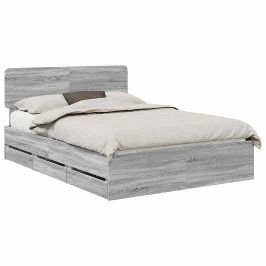 Bed Frame with Drawer Grey Sonoma 160 x 200 cm Engineered Wood Bed Frame with Drawer Grey Sonoma 160 x 200 cm Engineered Wood