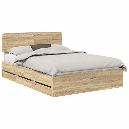 Bed Frame with Drawer Sonoma Oak 150 x 200 cm Engineered Wood Bed Frame with Drawer Sonoma Oak 150 x 200 cm Engineered Wood