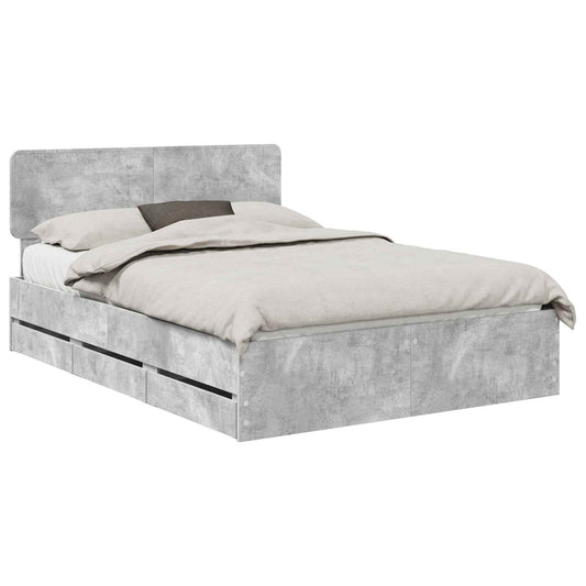 Bed Frame Concrete Grey 150 x 200 cm Engineered Wood Bed Frame Concrete Grey 150 x 200 cm Engineered Wood