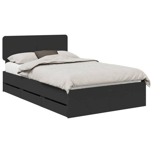 Bed Frame with Headboard Black 120 x 190 cm Engineered Wood Bed Frame with Headboard Black 120 x 190 cm Engineered Wood