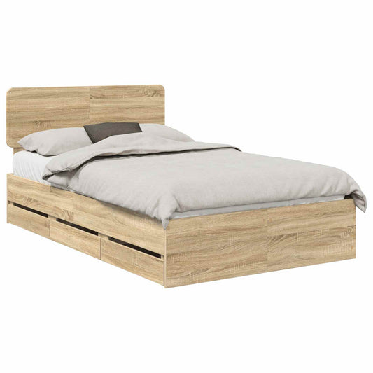 Bed Frame with Drawer Sonoma Oak 120 x 190 cm Engineered Wood Bed Frame with Drawer Sonoma Oak 120 x 190 cm Engineered Wood