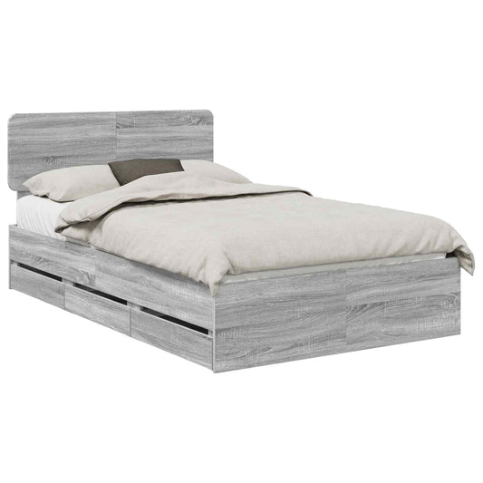 Bed Frame with Drawer Grey Sonoma 120 x 190 cm Engineered Wood Bed Frame with Drawer Grey Sonoma 120 x 190 cm Engineered Wood