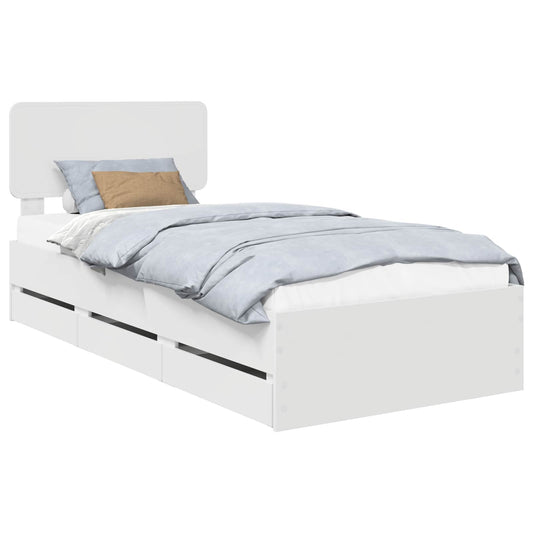 Bed Frame with Headboard White 90 x 200 cm Engineered Wood Bed Frame with Headboard White 90 x 200 cm Engineered Wood