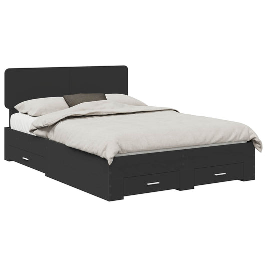 Bed Frame with Headboard Black 160 x 200 cm Engineered Wood Bed Frame with Headboard Black 160 x 200 cm Engineered Wood