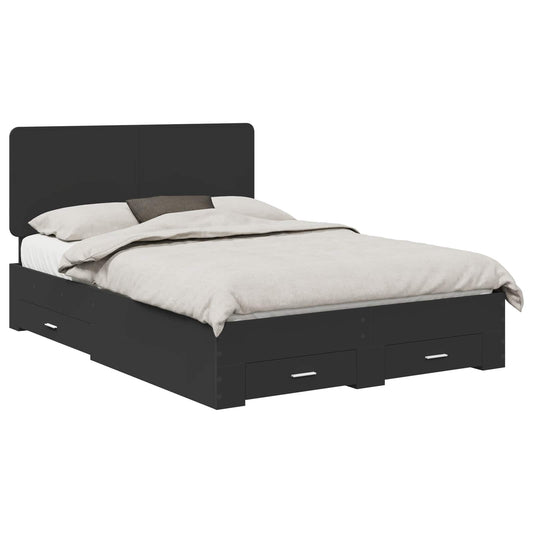 Bed Frame with Headboard Black 140 x 190 cm Engineered Wood Bed Frame with Headboard Black 140 x 190 cm Engineered Wood