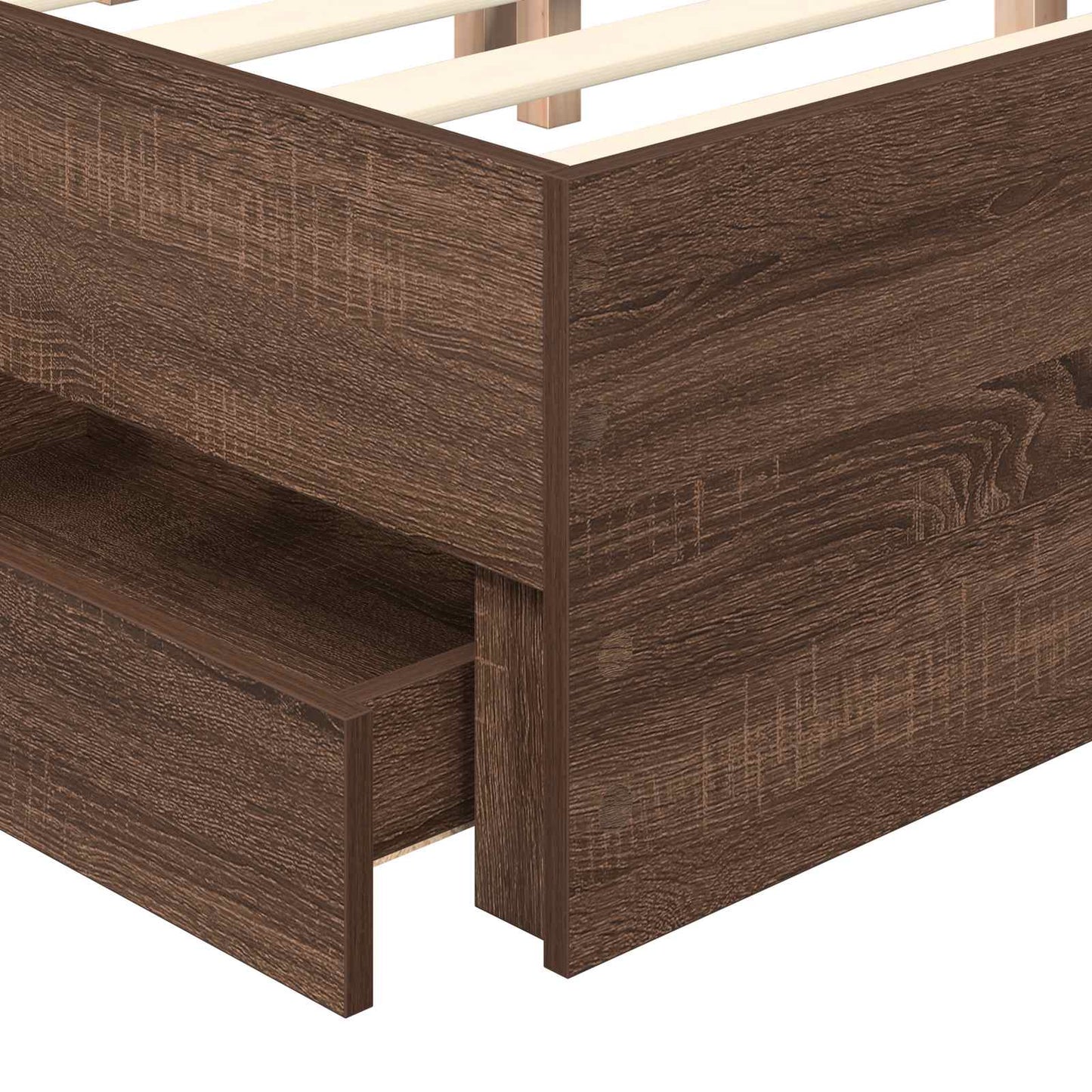 Bed Frame with Drawer Brown Oak 150 x 200 cm Engineer Wood