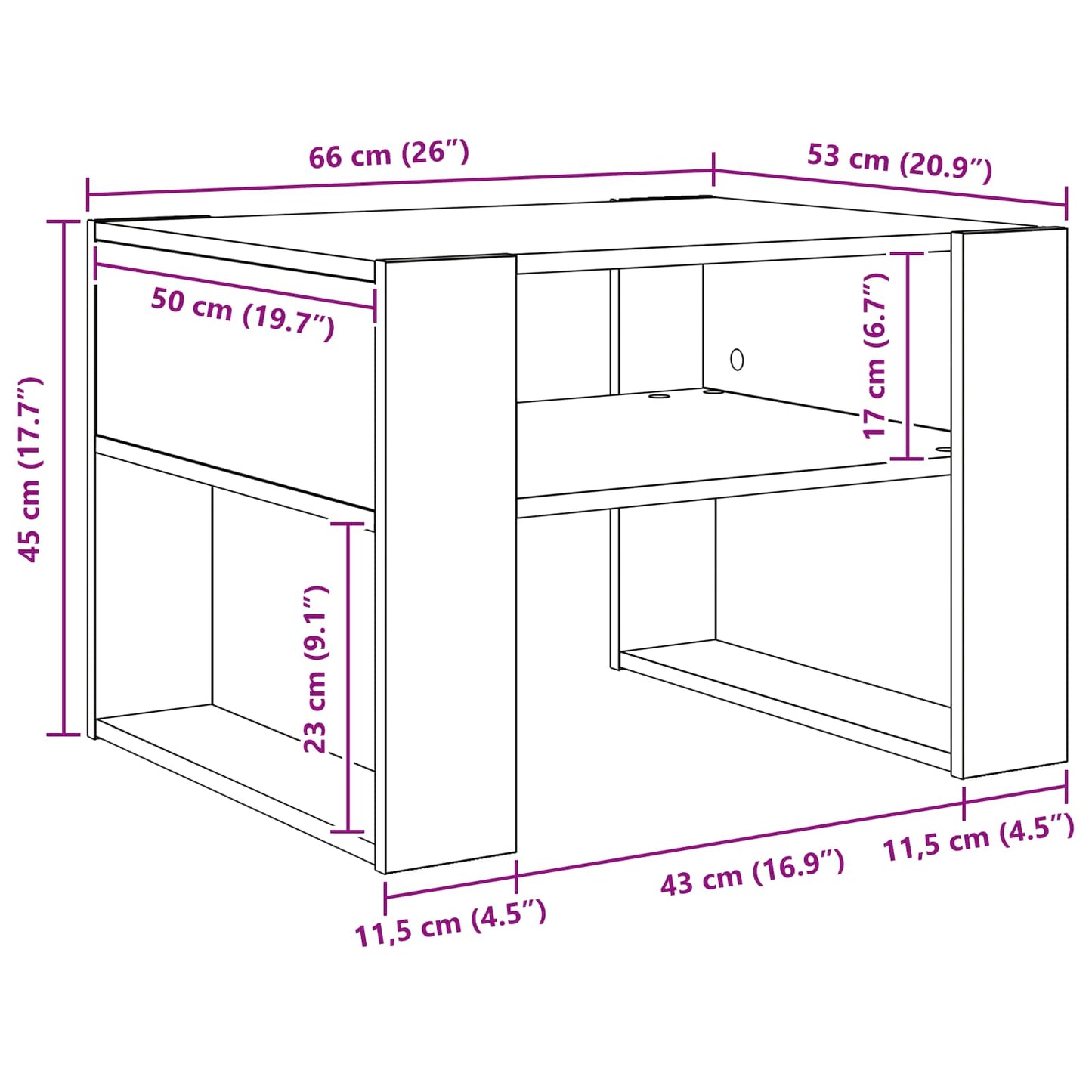 Coffee Table with Storage White 66 x 53 x 45 cm Engineered Wood