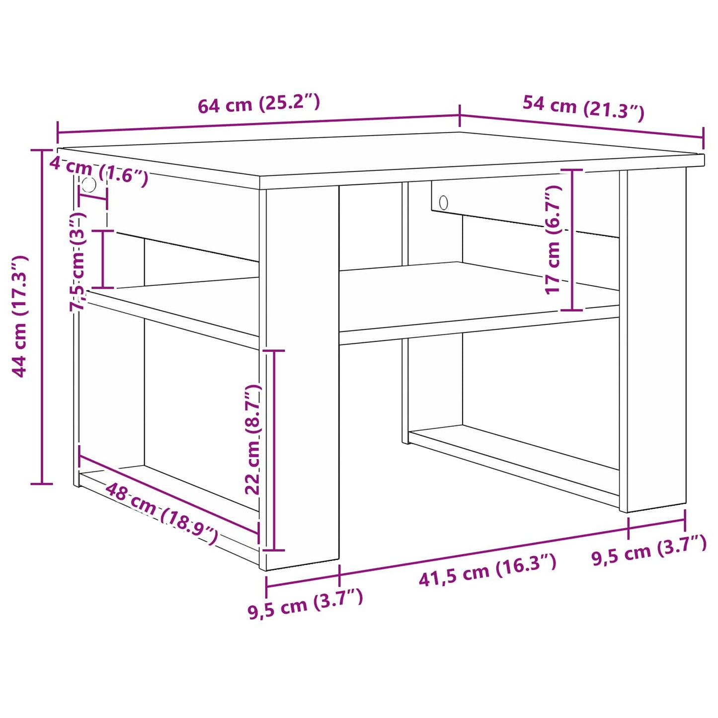 Coffee Table Grey Sonoma 64 x 54 x 44 cm Engineered Wood