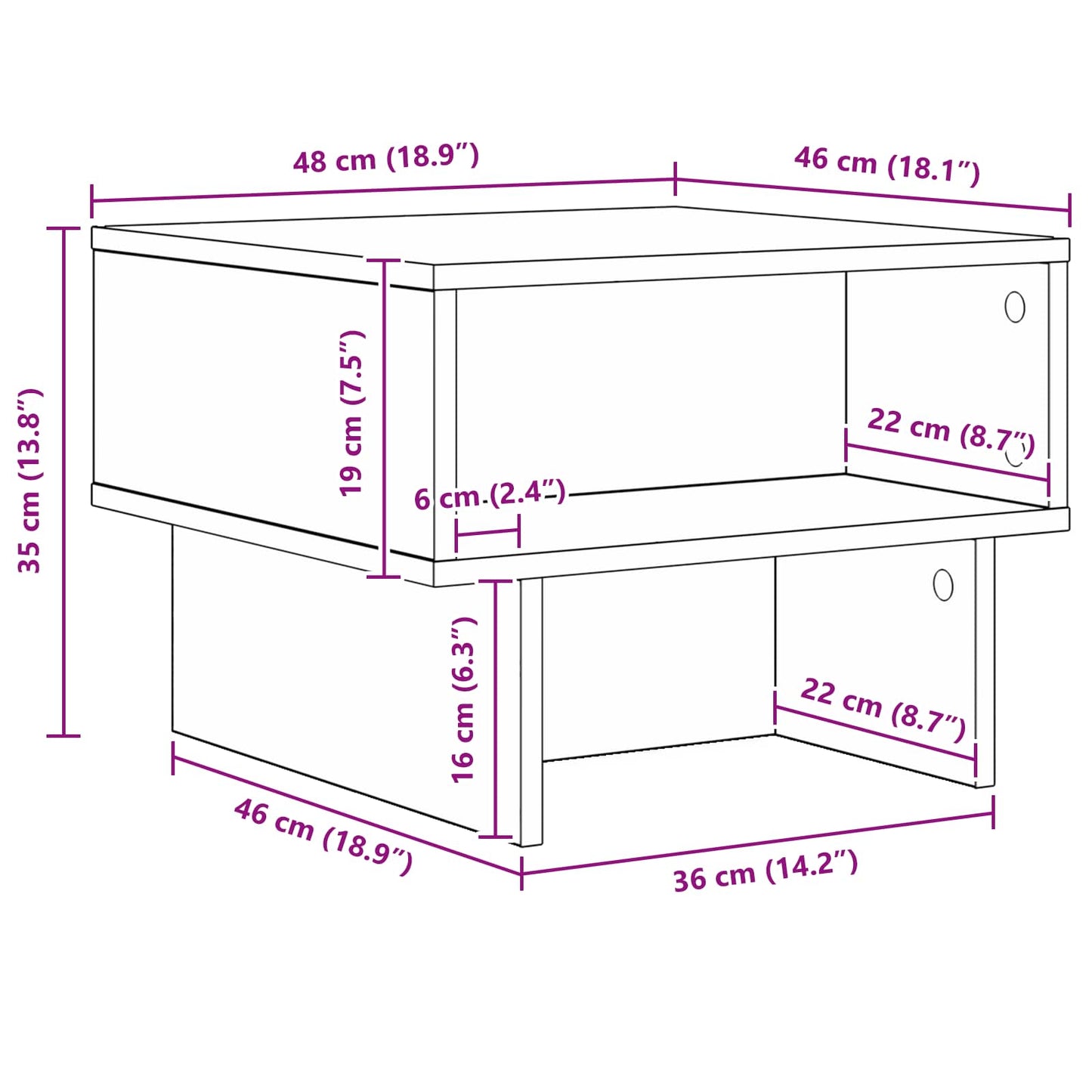 Coffee Table White 48 x 46 x 35 cm Engineered Wood