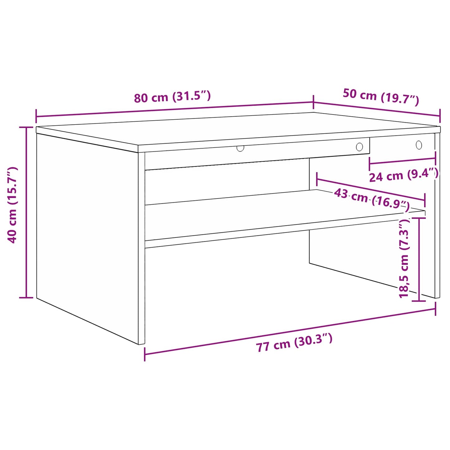 Coffee Table Grey Sonoma 80 x 50 x 40 cm Engineered Wood