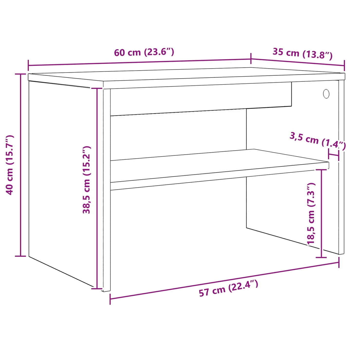TV Cabinet 60 x 35 x 40 cm Black Oak Engineered Wood