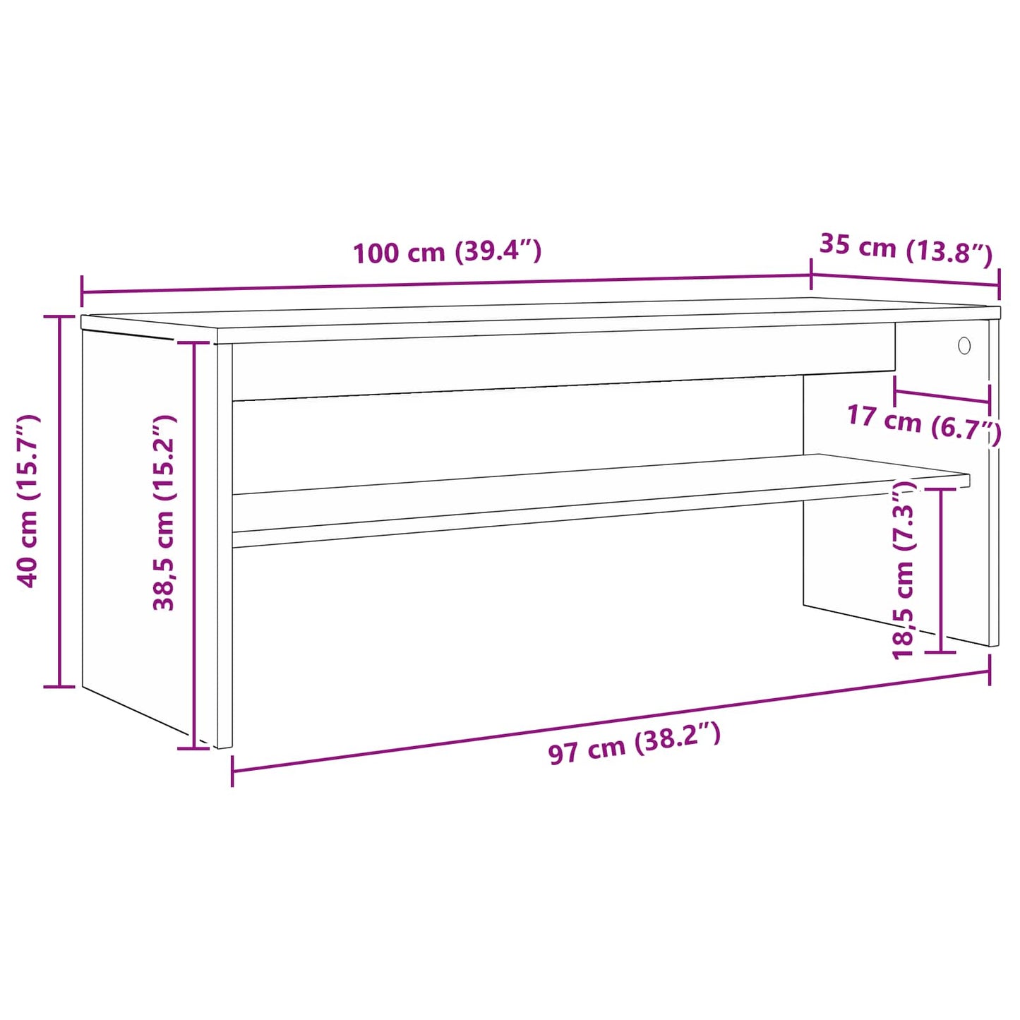 TV Cabinet 100 x 35 x 40 cm Smoked Oak Engineered Wood