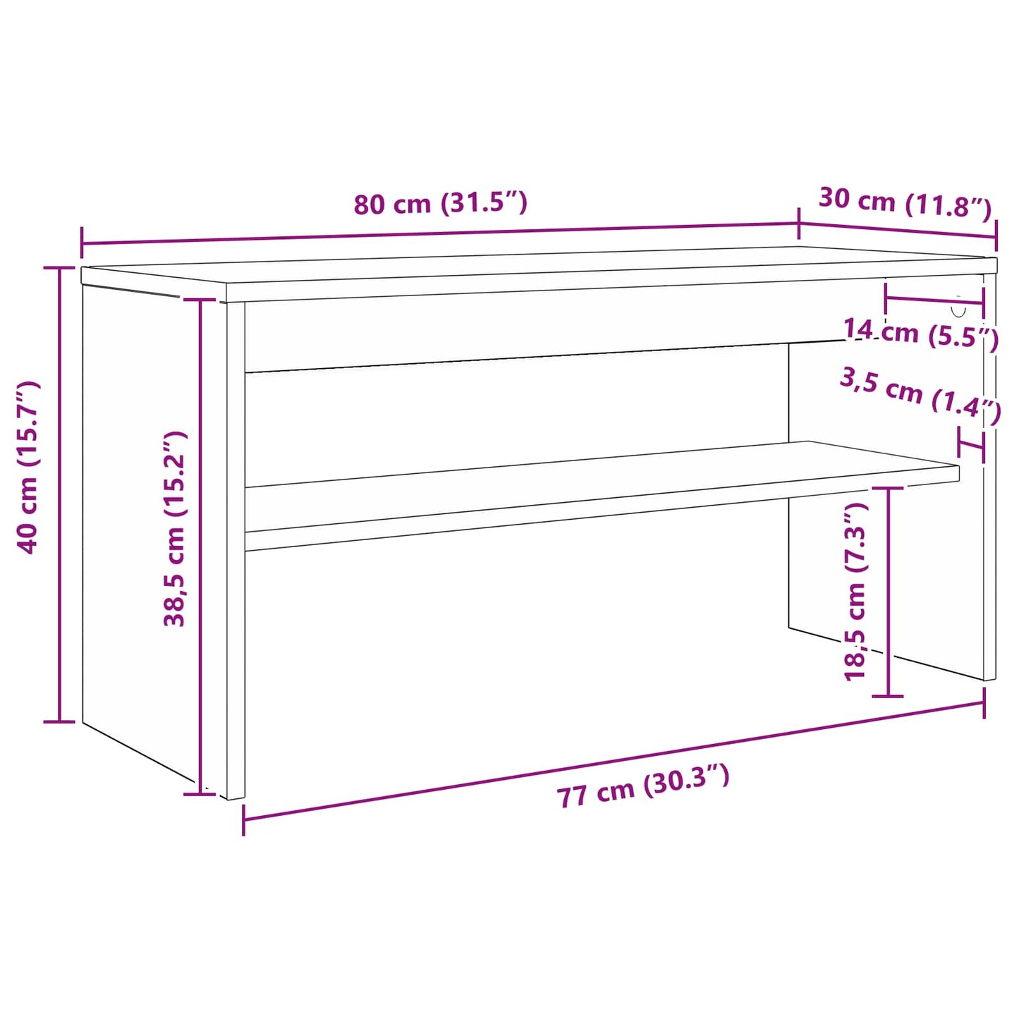 TV Cabinet 80 x 30 x 40 cm Artisan Oak Engineered Wood