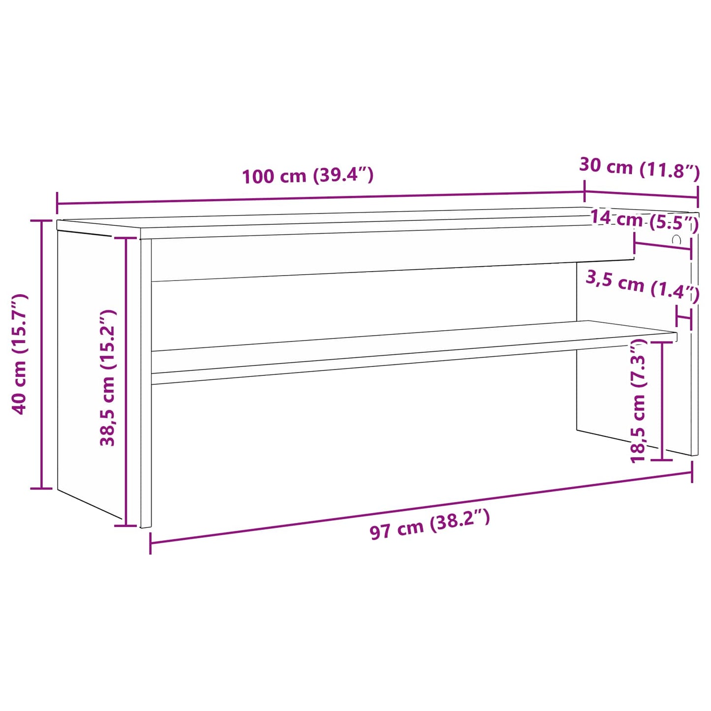 TV Cabinet 100 x 30 x 40 cm White Engineered Wood