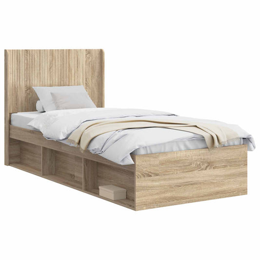 Bed Frame with Storage and Headboard Sonoma Oak 100 x 200 cm Bed Frame with Storage and Headboard Sonoma Oak 100 x 200 cm