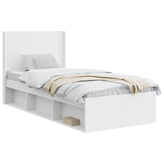 Bed Frame with Storage and Headboard White 90 x 200 cm Bed Frame with Storage and Headboard White 90 x 200 cm