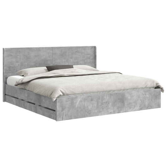 Bed Frame with Storage and Headboard Concrete Grey 180 x 200 cm Bed Frame with Storage and Headboard Concrete Grey 180 x 200 cm