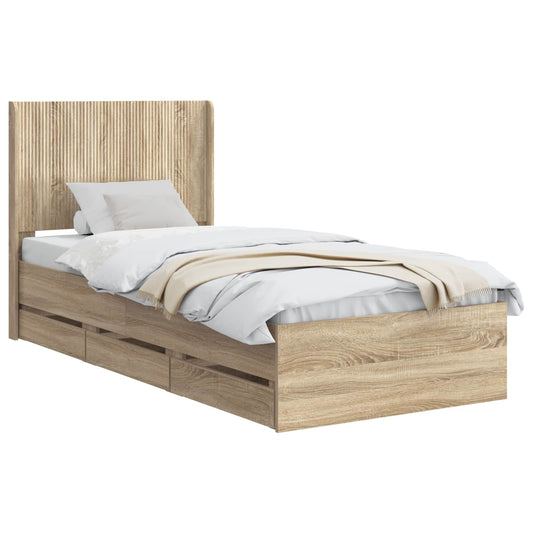 Bed Frame with Storage and Headboard Sonoma Oak 100 x 200 cm Bed Frame with Storage and Headboard Sonoma Oak 100 x 200 cm