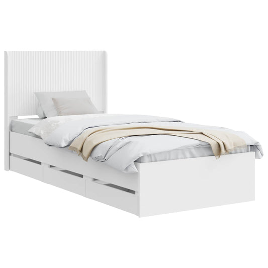 Bed Frame with Storage and Headboard White 90 x 200 cm Bed Frame with Storage and Headboard White 90 x 200 cm