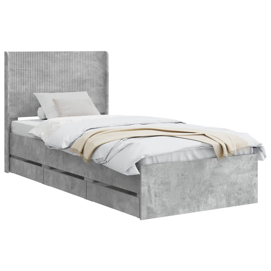 Bed Frame with Storage and Headboard Concrete Grey 90 x 200 cm Bed Frame with Storage and Headboard Concrete Grey 90 x 200 cm
