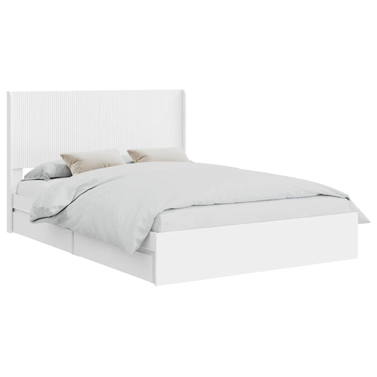 Bed Frame with Storage and Headboard White 160 x 200 cm Bed Frame with Storage and Headboard White 160 x 200 cm