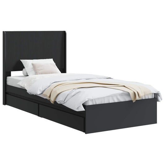 Bed Frame with Storage and Headboard Black 90 x 190 cm Bed Frame with Storage and Headboard Black 90 x 190 cm