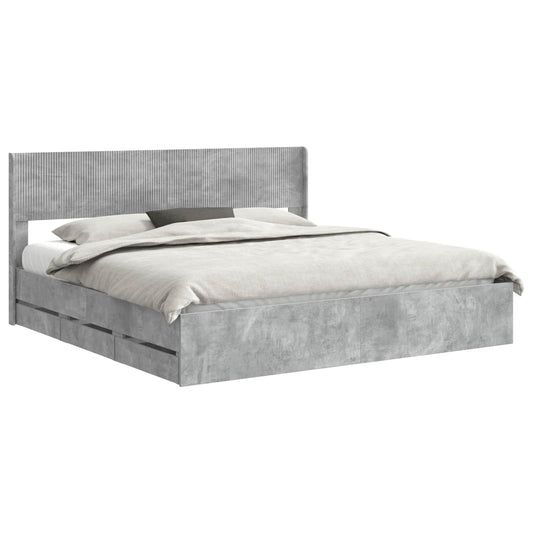Bed Frame with Storage and Headboard Concrete Grey 200 x 200 cm Bed Frame with Storage and Headboard Concrete Grey 200 x 200 cm