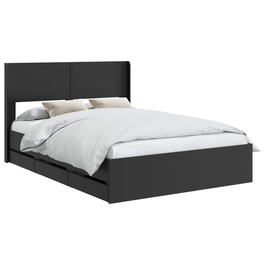 Bed Frame with Storage and Headboard Black 140 x 200 cm Bed Frame with Storage and Headboard Black 140 x 200 cm