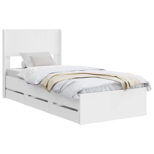 Bed Frame with Storage and Headboard White 75 x 190 cm Bed Frame with Storage and Headboard White 75 x 190 cm