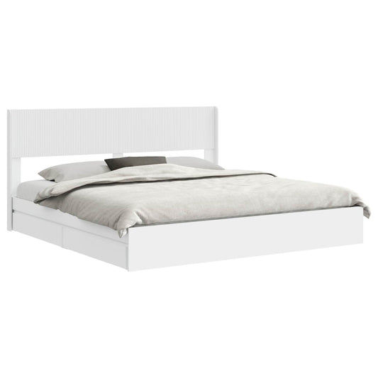 Bed Frame with Storage and Headboard White 180 x 200 cm Bed Frame with Storage and Headboard White 180 x 200 cm
