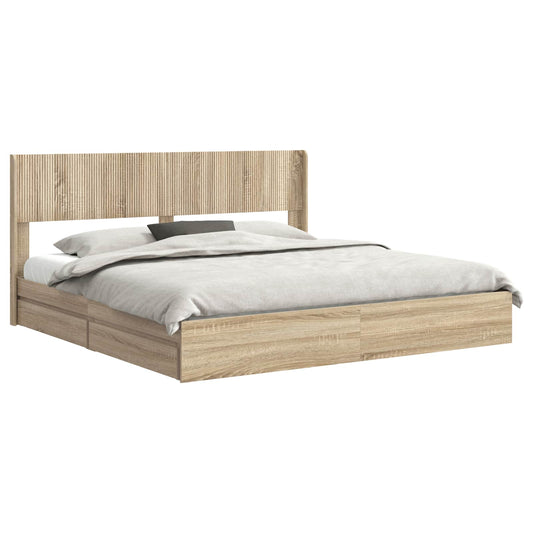 Bed Frame with Storage and Headboard Sonoma Oak 180 x 200 cm Bed Frame with Storage and Headboard Sonoma Oak 180 x 200 cm
