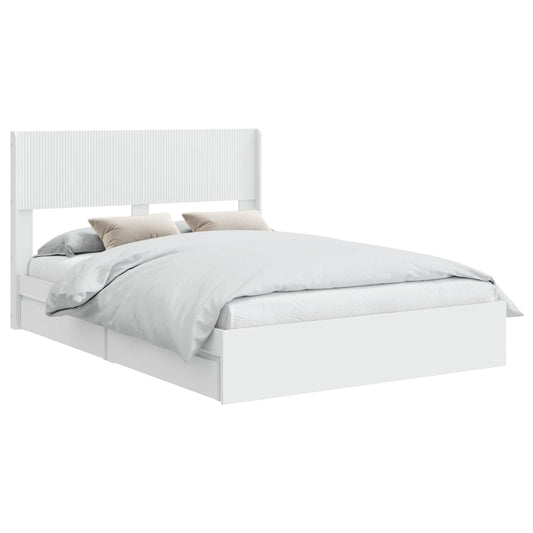 Bed Frame with Storage and Headboard White 140 x 200 cm Bed Frame with Storage and Headboard White 140 x 200 cm