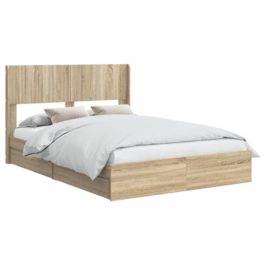 Bed Frame with Storage and Headboard Sonoma Oak 120 x 200 cm Bed Frame with Storage and Headboard Sonoma Oak 120 x 200 cm