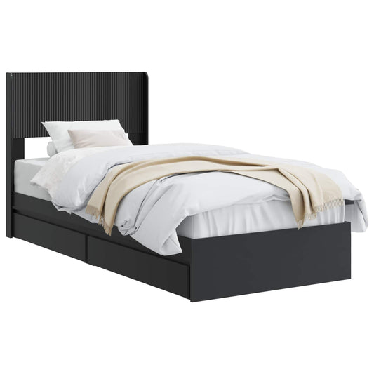 Bed Frame with Storage and Headboard Black 90 x 190 cm Bed Frame with Storage and Headboard Black 90 x 190 cm