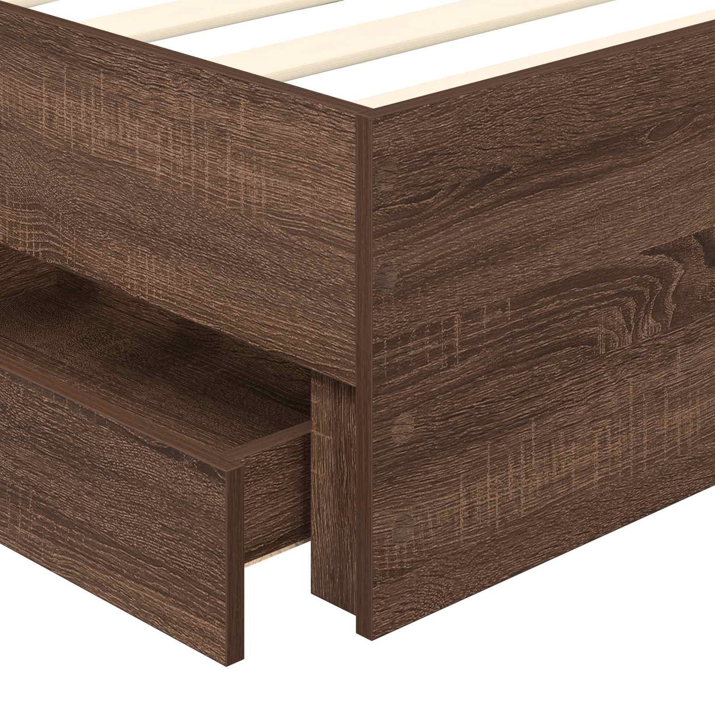 Bed Frame with Drawer Brown Oak 75 x 190 cm Engineer Wood
