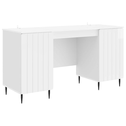 Desk High Gloss White 142.5 x 50 x 75 cm Engineered Wood Desk High Gloss White 142.5 x 50 x 75 cm Engineered Wood