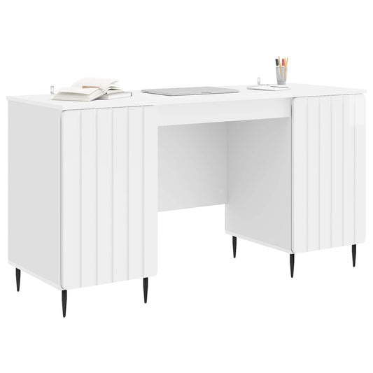 Desk High Gloss White 142.5 x 50 x 75 cm Engineered Wood Desk High Gloss White 142.5 x 50 x 75 cm Engineered Wood
