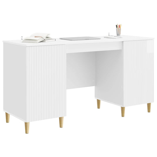 Desk High Gloss White 142.5 x 50 x 75 cm Engineered Wood Desk High Gloss White 142.5 x 50 x 75 cm Engineered Wood