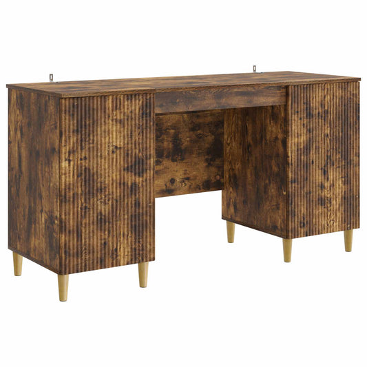 Desk with Shelf Smoked Oak 142.5 x 50 x 75 cm Engineered Wood Desk with Shelf Smoked Oak 142.5 x 50 x 75 cm Engineered Wood