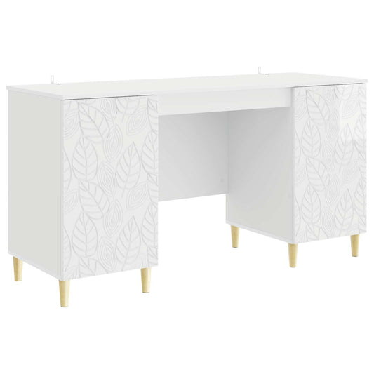Desk High Gloss White 142.5 x 50 x 75 cm Engineered Wood Desk High Gloss White 142.5 x 50 x 75 cm Engineered Wood